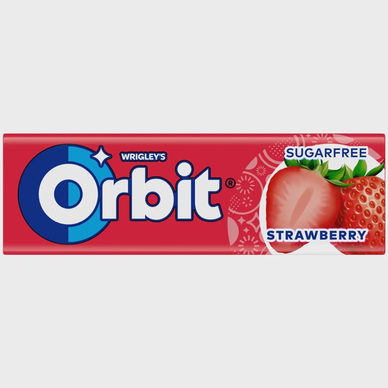 Braškių skon. kr. guma su saldikl. ORBIT, 14g