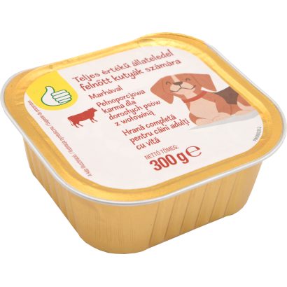 Auchan Tipp teljes értékű állateledel felnőtt kutyák számára marhával 300 g