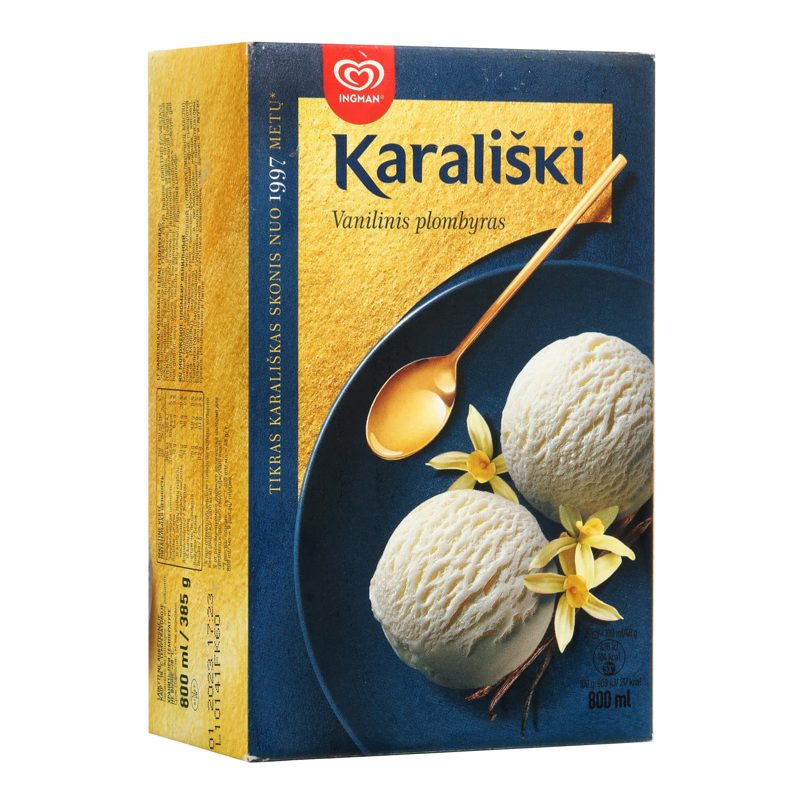 Valg. vaniliniai ledai KARALIŠKI, 800 ml/385g
