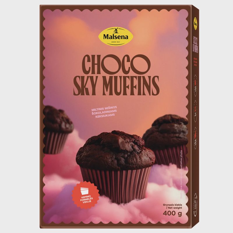 Miltų mišinys šok. keksiukams MALSENA, 400 g