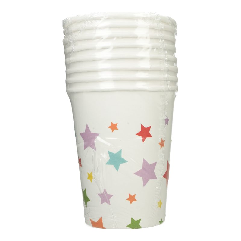 Decorata Ποτήρια Χάρτινα Multicolor Bright Stars 8τεμ 200ml