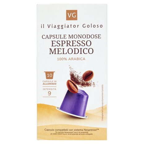 10 Capsule Monodose Espresso Melodico 100% Arabica Il Viaggiator Goloso
