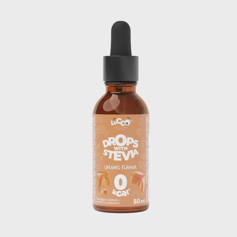 Karamelės skonio stevijos lašai LOCCO, 50 ml