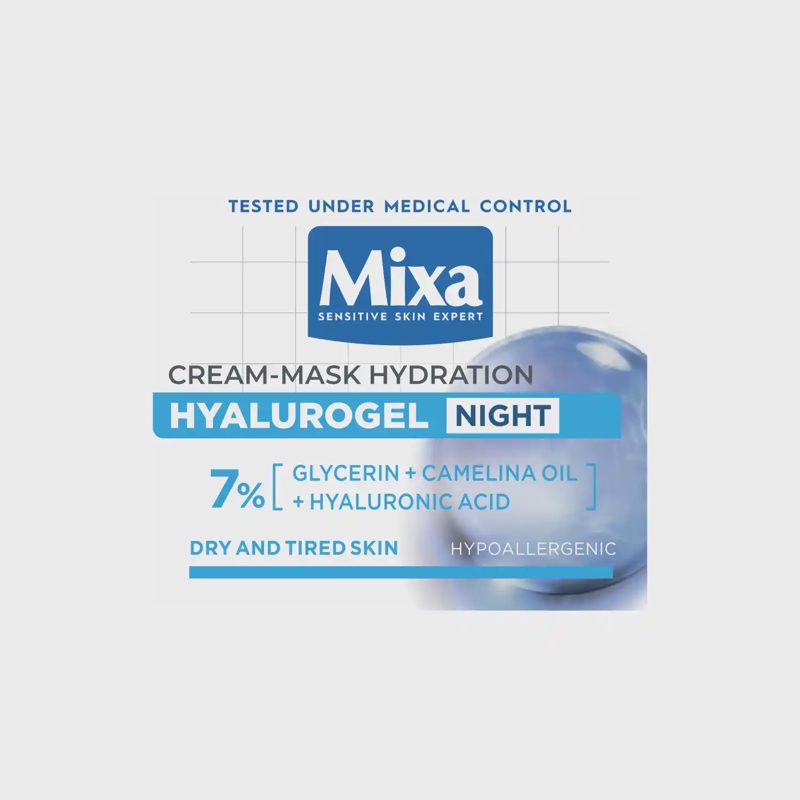 Kreminė kaukė nakčiai MIXA HYALUROGEL, 50 ml