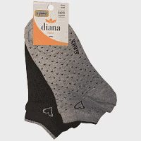 Diana Κάλτσες Γυναικείες Με Καρδούλες Γκρι Mαύρο 2τεμ