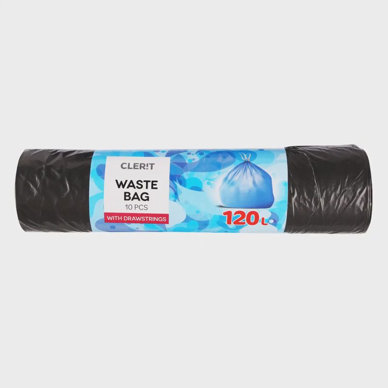 Šiukšlių maišai su virvele 120L,10 vnt.