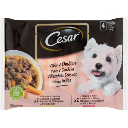 Cesar szószos teljes értékű nedves eledel felnőtt kutyák részére 4 x 100 g (400 g)