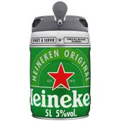 Bière blonde HEINEKEN, 5°, mini fût pression de 5l
