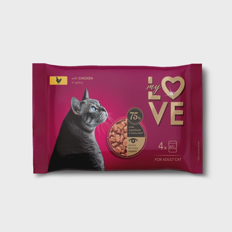 Kačių ėdalas su višt. pad. MY LOVE, 4 x 85 g