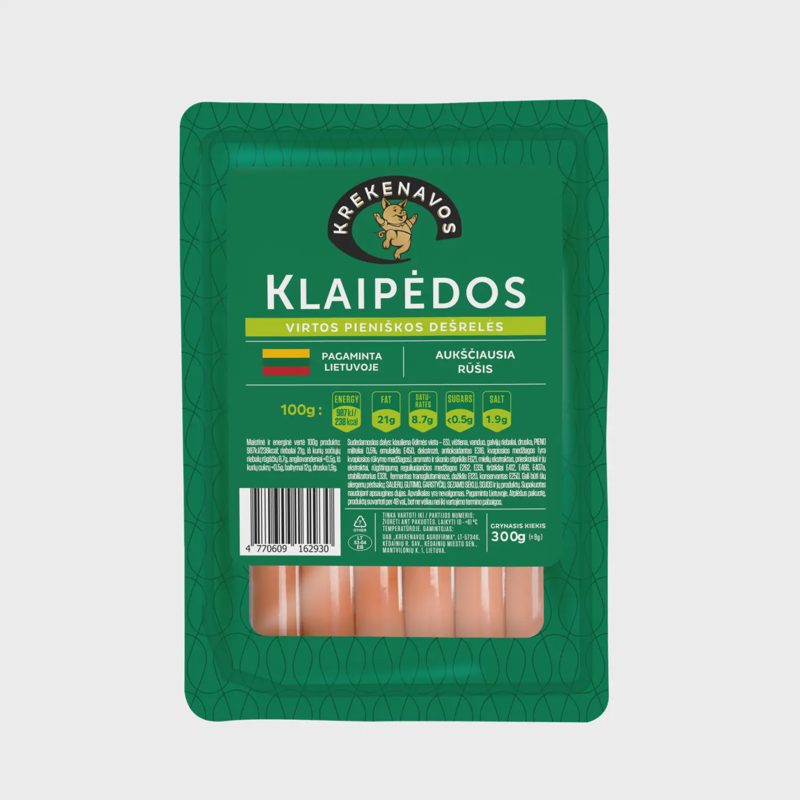 Virtos KLAIPĖDOS pien. dešrelės, a.r., 300g