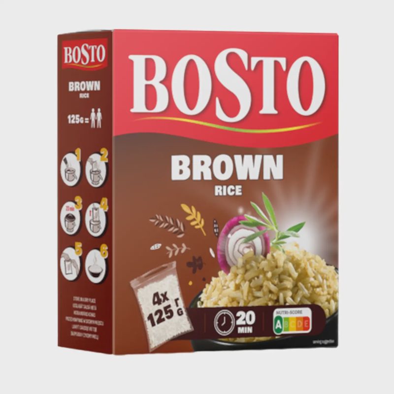 Rudieji ryžiai BOSTO, 4 x 125 g
