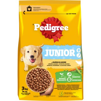 Pedigree Junior teljes értékű szárazeledel kölyökkutyák számára baromfival és zöldségekkel 3 kg