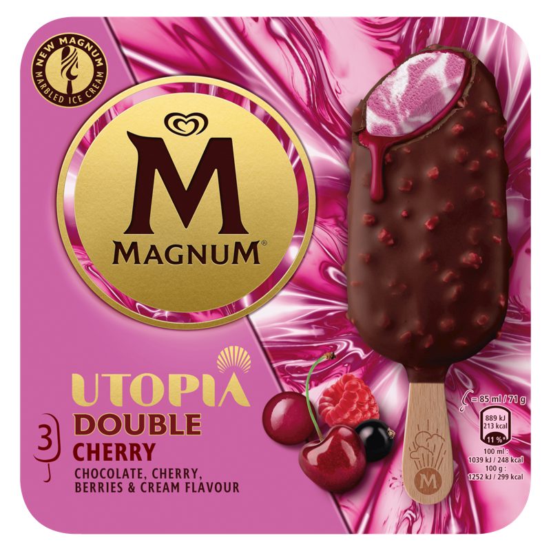 gelado magnum double cereja 3x85ml