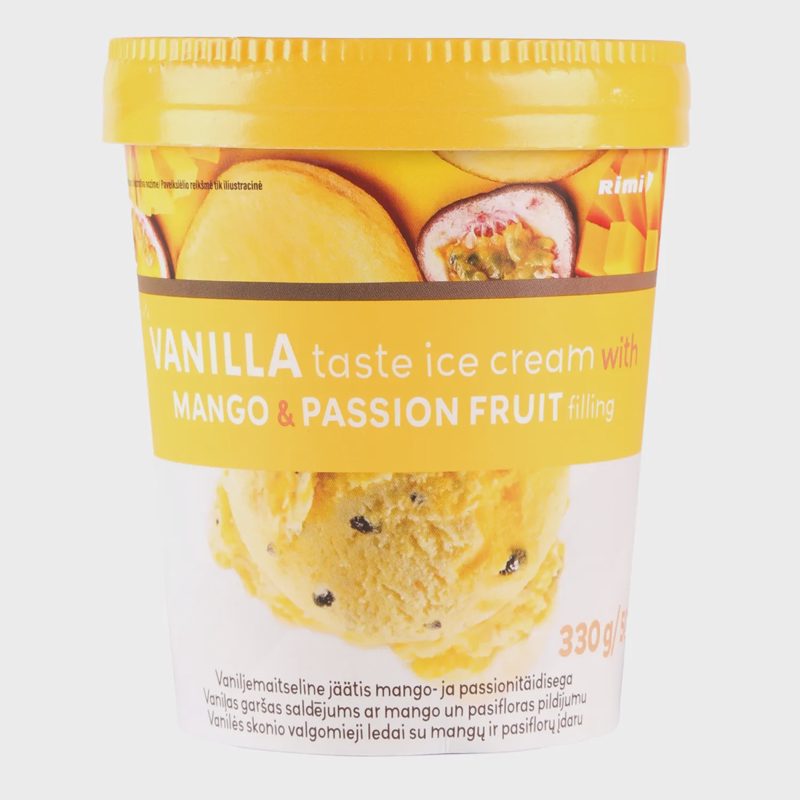 Valg. ledai su mangų įdaru RIMI, 500ml / 330g