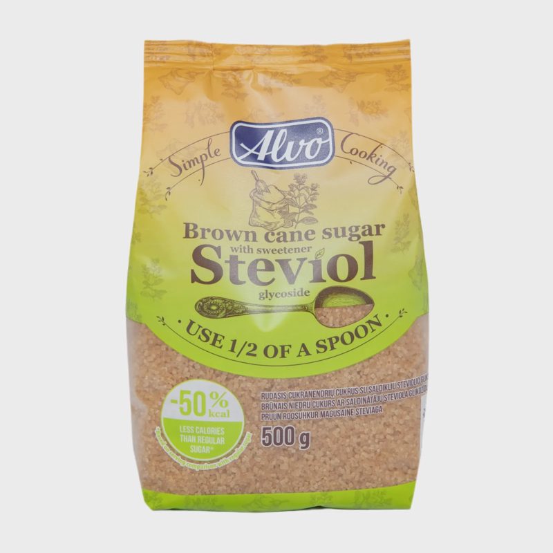 Rudasis cukrus su stevija ALVO, 500 g