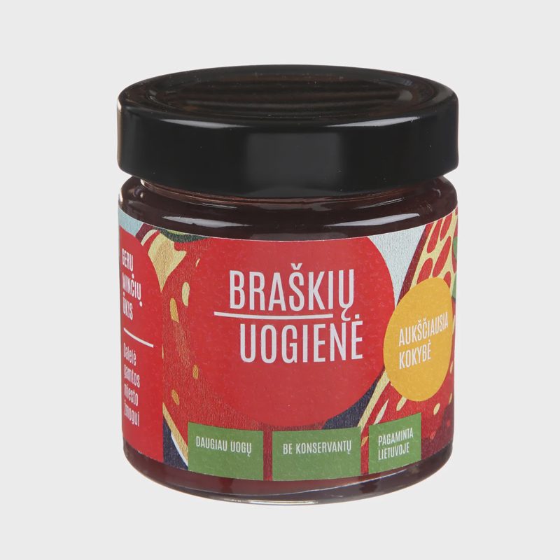 Braškių uogienė GERŲ MINČIŲ ŪKIS, 220 g