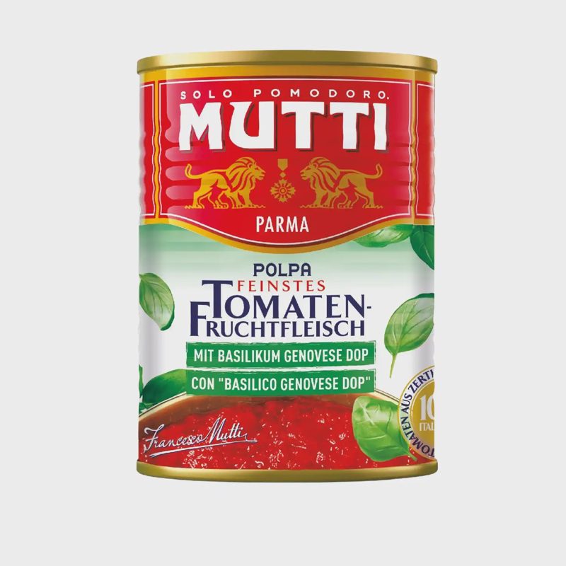 Smulkinti pomidorai MUTTI, su baziliku, 400 g