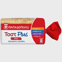 Παπαδοπούλου Plus Ψωμί Τοστ Σίτου 325gr