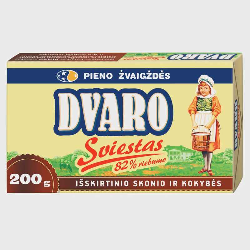 Sald. grietinėlės DVARO sviestas, 82 %, 200 g