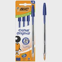BIC Στυλό Cristal Μπλέ Σακουλάκι 4τεμ