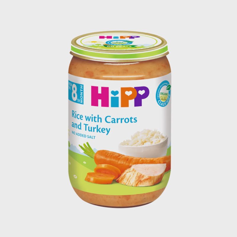 Ekol. ryž. mork. kal. tyr. HIPP, 8 mėn, 220 g