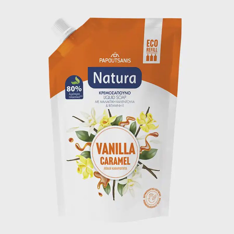 Papoutsanis Natura Κρεμοσάπουνο Vanilla Caramel Ανταλλακτικό 750ml.