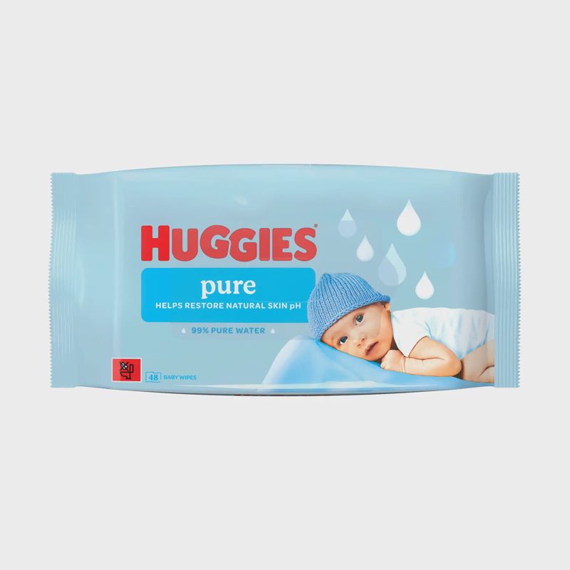 Drėgnos servetėlės HUGGIES PURE, 48 vnt.