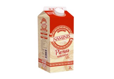 Natūralus ROKIŠKIO NAMINIS pienas, 3,5 %, 2 l