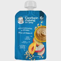 Gerber Φρουτοπουρές Με Βρώμη Μήλο & Ροδάκινο 110gr