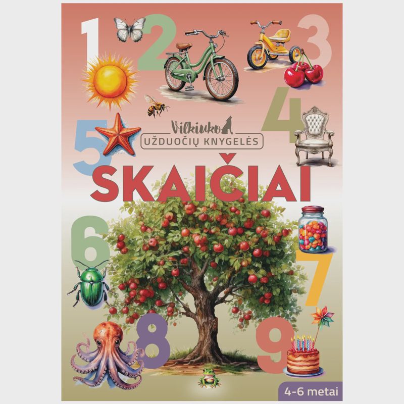 Spalv. knyga SKAIČIAI. VILKIUKO UŽD. KN.