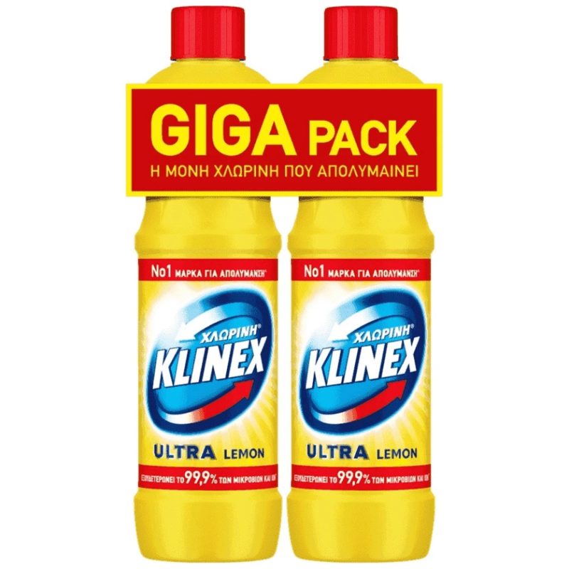 Klinex Ultra Χλωρίνη Lemon 2x750ml Giga Pack