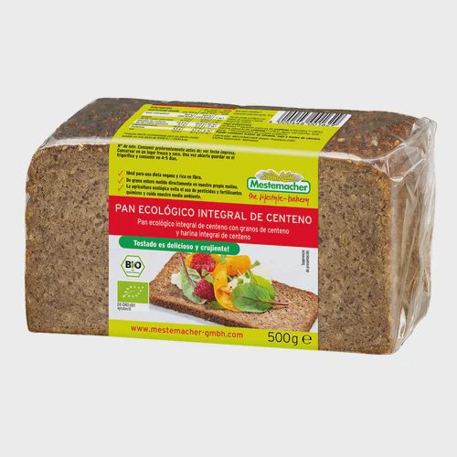 MESTEMACHER Pan ecológico integral de centeno 500 g.