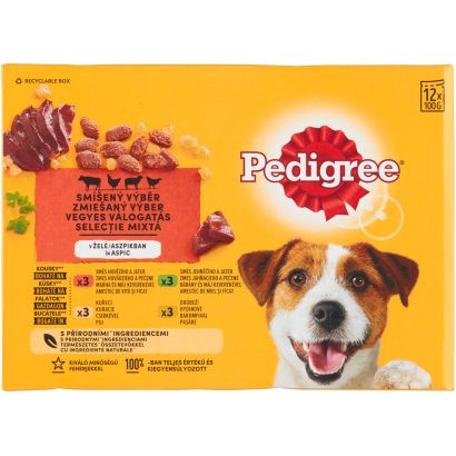 Pedigree Vegyes Válogatás teljes értékű eledel felnőtt kutyák részére vagdalttal 12 x 100 g (1,2 kg)