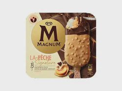 MAGNUM Signature La Peche helado sabor pomelo con trocitos caramelo sabor melocotón 3 unidades estuche 270 ml