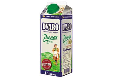 DVARO pienas, 2,5 % rieb., 1 l