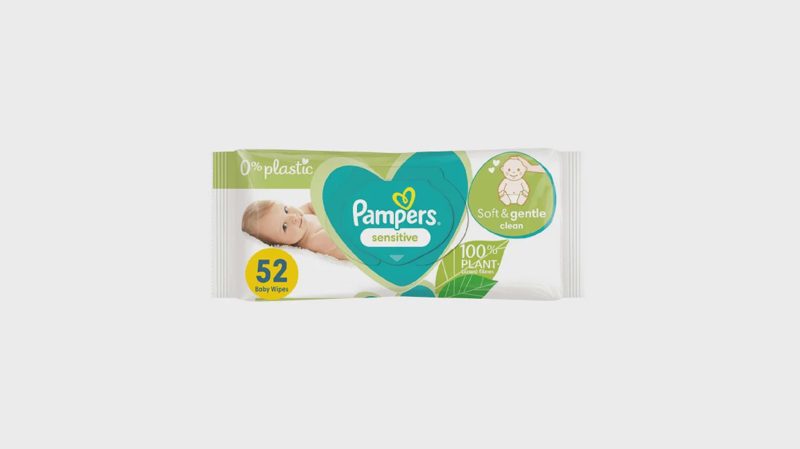 Niisked salvrätikud Sensitive PF (plastic free), Pampers, 52tk