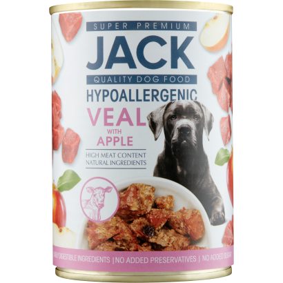 Jack Super Premium hipoallergén teljes értékű eledel felnőtt kutyák számára vadborjú almával 400 g