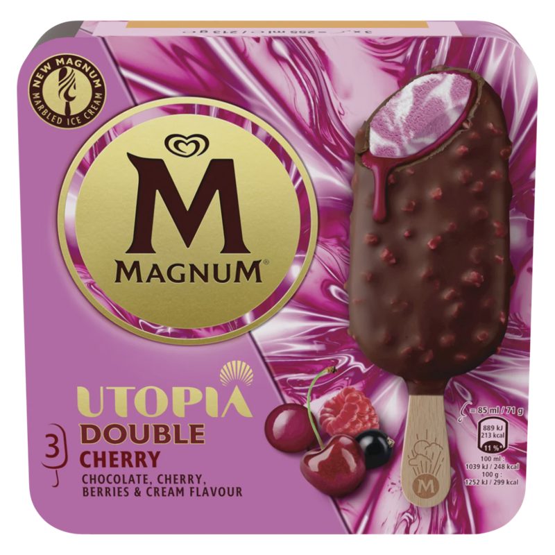Magnum Utopia Double Cherry Ice Cream 3un = 255ml