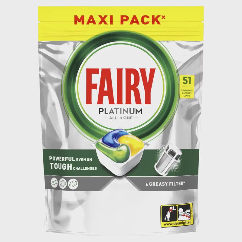 Indų pl. kaps. FAIRY PLATINUM LEMON, 51 vnt.