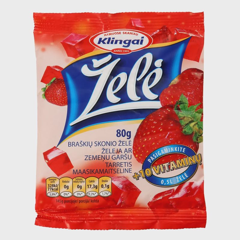 Braškių skonio želė KLINGAI, 80g