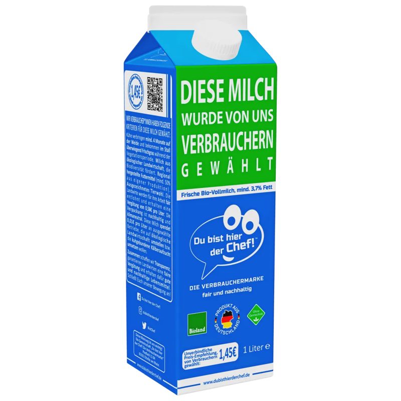 'Verbrauchermilch' Frische Bio Weidemilch 3,7%