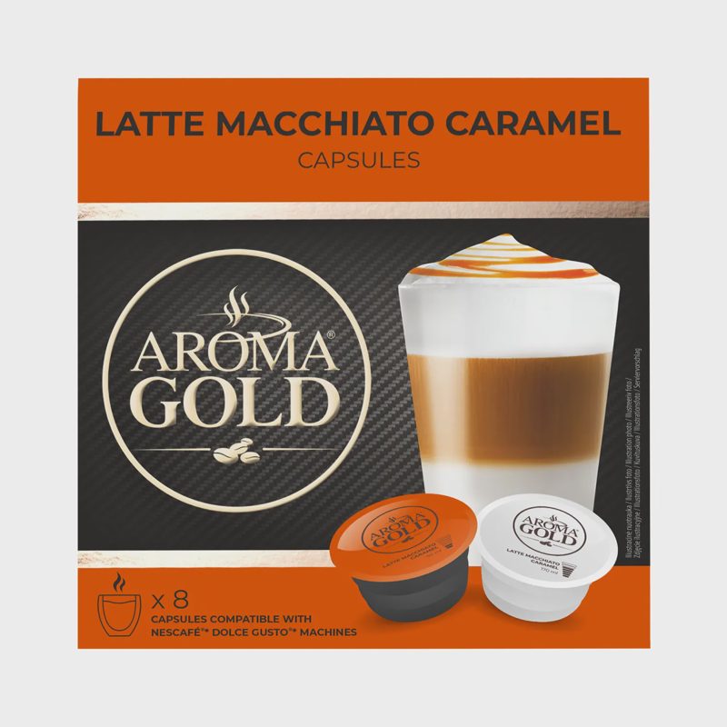 Kavos kapsul. AROMA GOLD LATTE CARAMEL, 180 g
