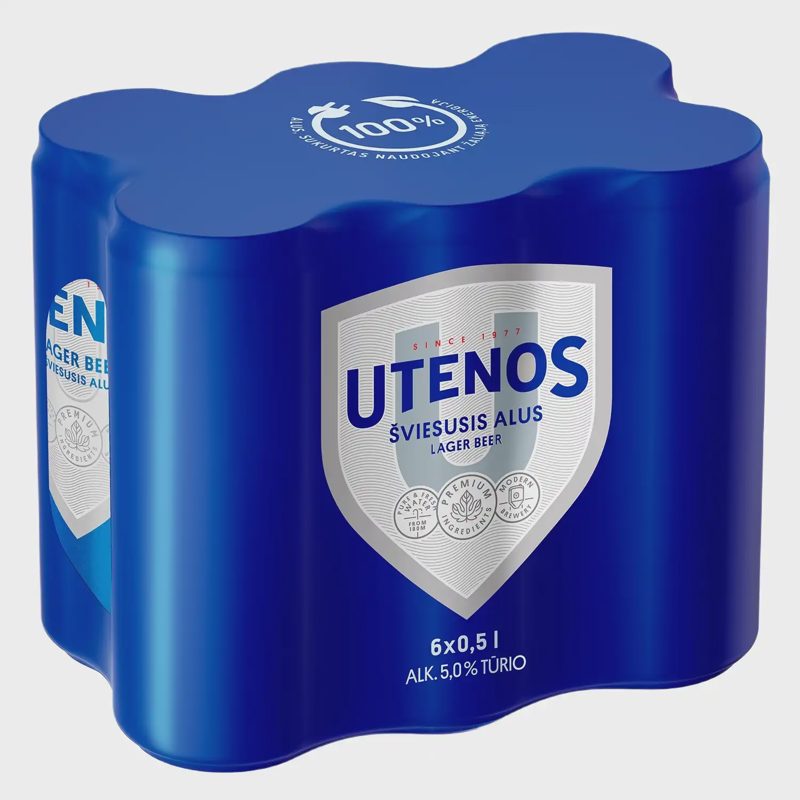 Šviesusis UTENOS alus, 5 %, 6 X 0,5 l sk.