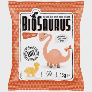 Biosaurus Σνακ Καλαμποκιού Με Γεύση Κέτσαπ Βιολογικό 15gr