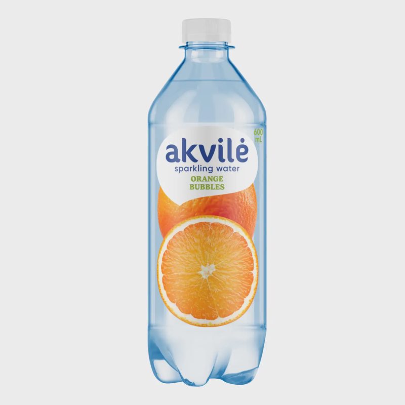 L. gaz. stalo vanduo AKVILĖ, apels. ar. 0,6 l