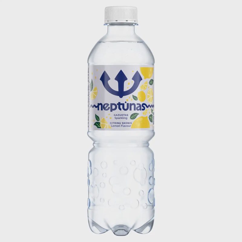 Gazuotas stalo vanduo NEPTŪNAS LEMON, 500 ml