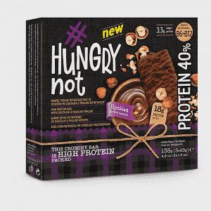 Hungrynot Μπάρες Πρωτεΐνης Σοκολάτα Πραλίνα Φουντουκιού 135gr