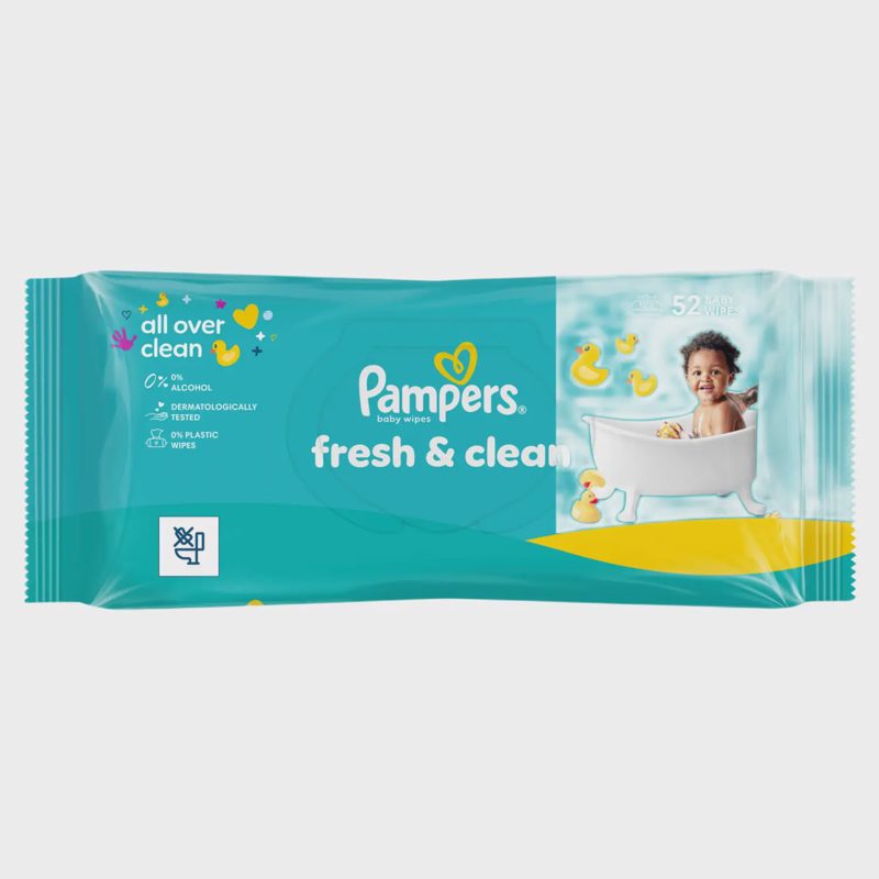 Kūdikių servet. PAMPERS FRESH CLEAN, 52 vnt.