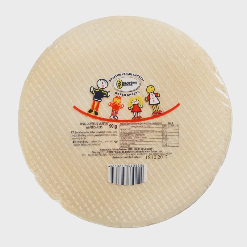 Apvalūs vaflių lakštai KLAIPĖDOS DUONA, 90g