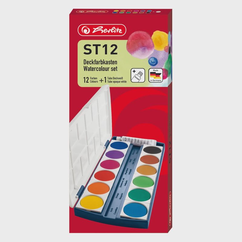 Akvareliniai dažai HERLITZ, 12 spalvų, BS26